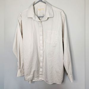 MICHAEL Michael Kors Long‎ Sleeve Casual Button Down, Cream, Men's 17.5" (34/35)